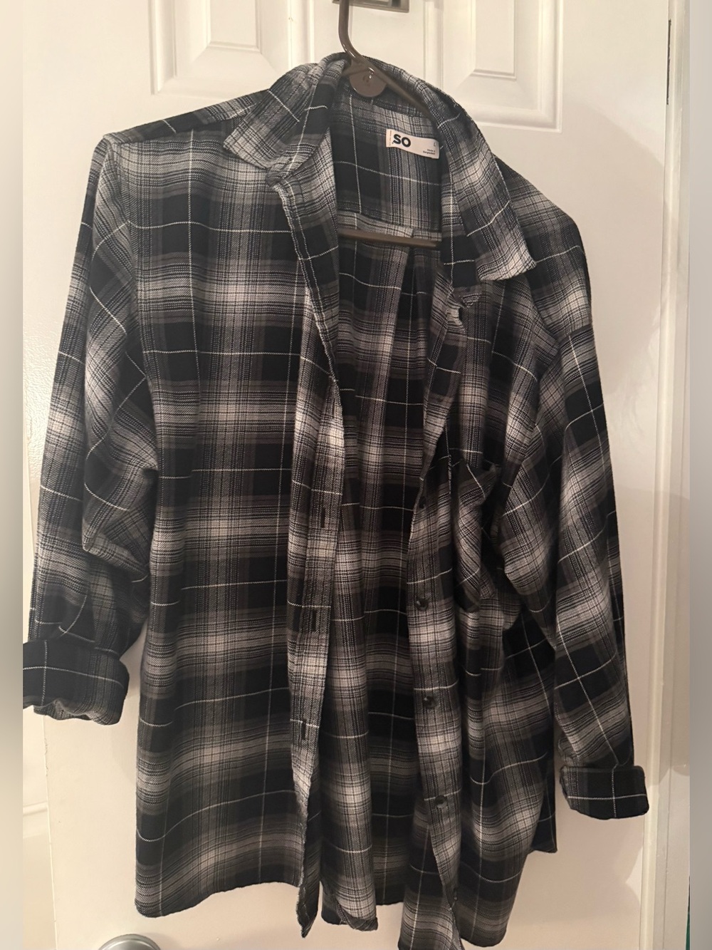 SO Women's Black & White Plaid Button-Down Shirt
